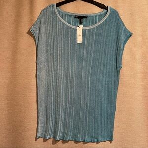 White House Black Market Metallic Ribbed Knit Shell Top Blouse